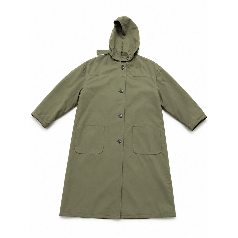 **Vintage Giorgio Armani Olive Hooded Coat Made in Italy With Quilted Liner**